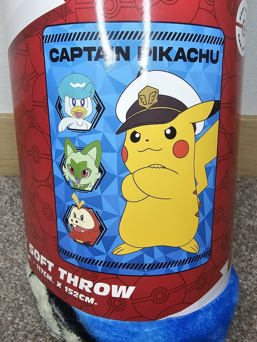 Captain Pikachu Kids Soft Throw Blanket - Yellow & Blue
